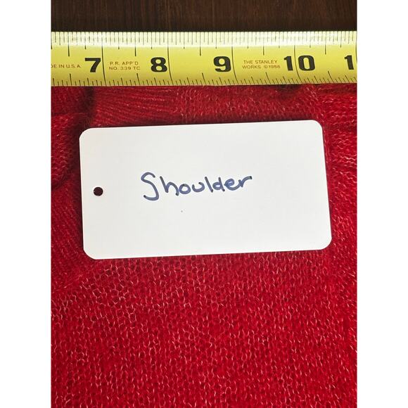 DÔEN Red Puff Sleeve Anisa Alpaca Wool Cardigan Size XS - Picture 7 of 9